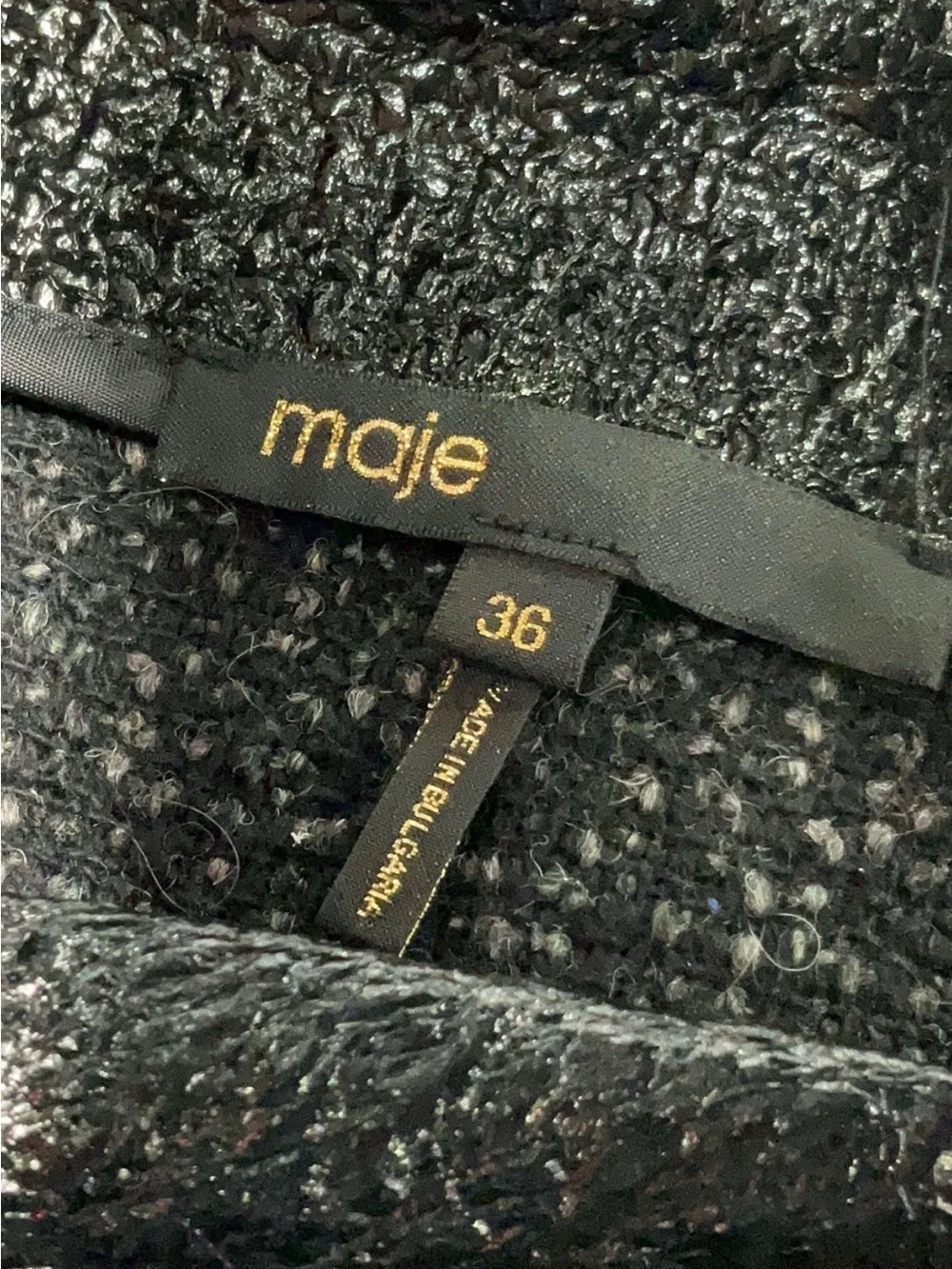 Maje Black Textured Faux Leather Mini Skirt | Front Zip | Size 4
